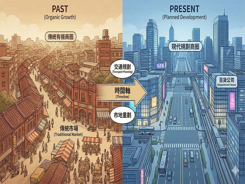  台灣商圈演化論：有機生長與人造規劃的興衰韌性分析 