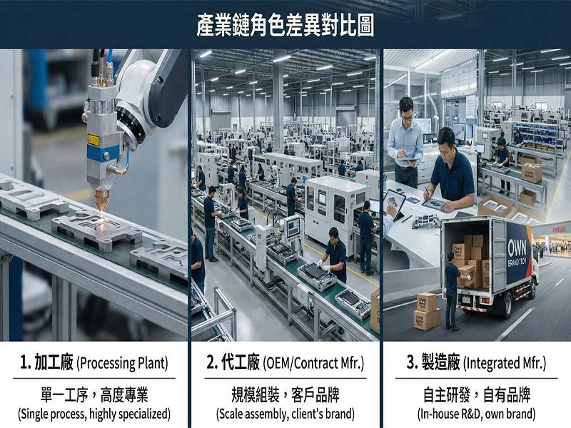 「加工廠」、「代工廠」與「製造...