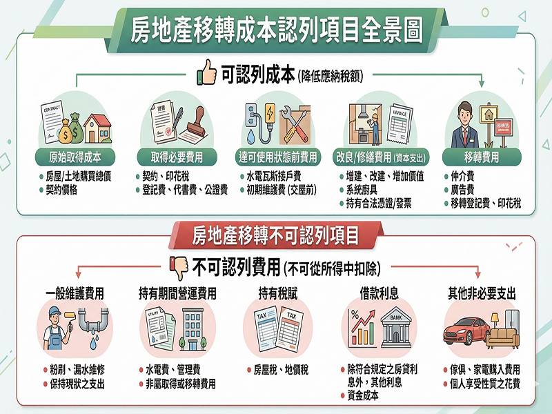房地產買賣移轉成本提列項目明細